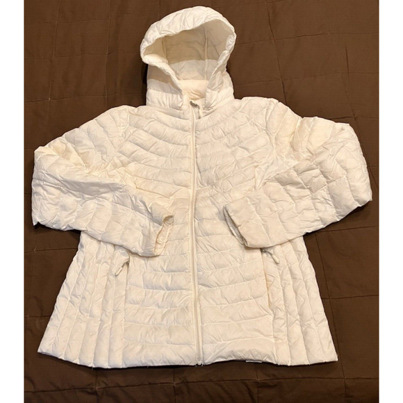 Heatkeep Jackets & Blazers - Heatkeep Puffer Jacket Womens Large White Down Full Zip Hood Hiking